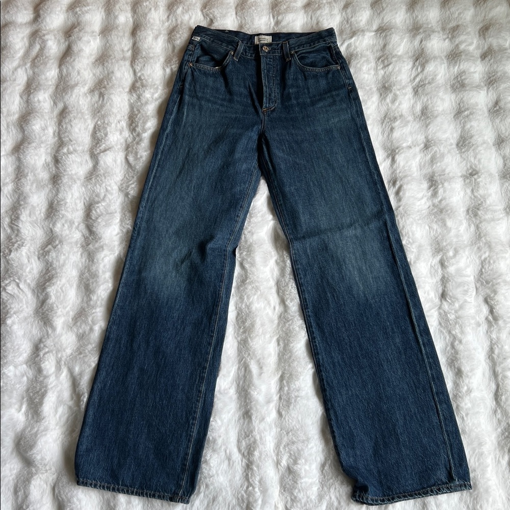 Citizens Of Humanity Dark Blue Wide Leg Jeans - regular length
